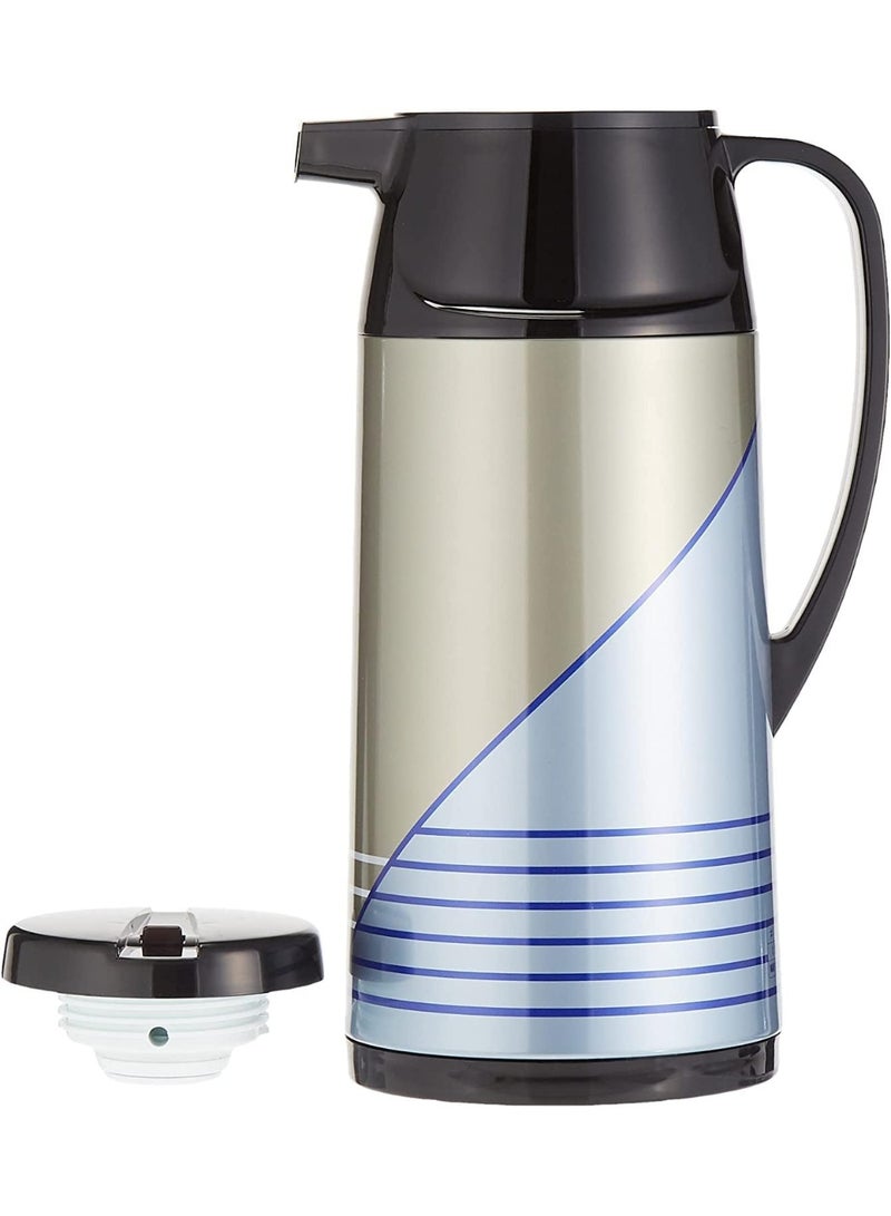 Peacock Vacuum Flask with Push Button Cap, 1.6 Liter Capacity, Silver/Black-AIW160 - Image 4